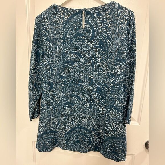 Soft Surroundings M Blue Paisley Wave Print Tunic Top Bohemian Summer - Picture 6 of 9
